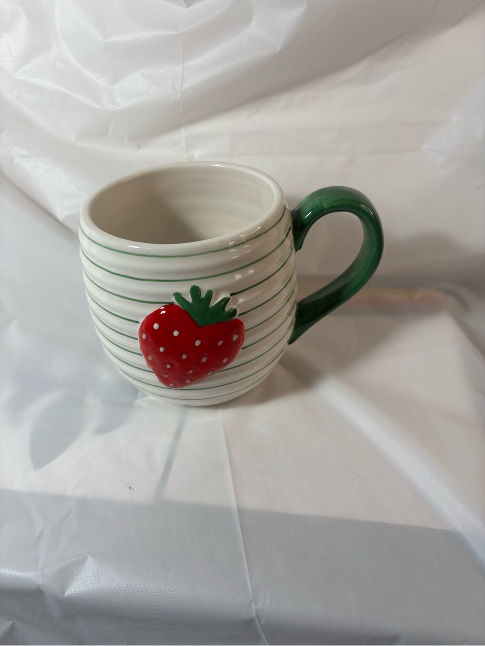 Lang Ceramic Strawberry Accent Mug - Green & Red